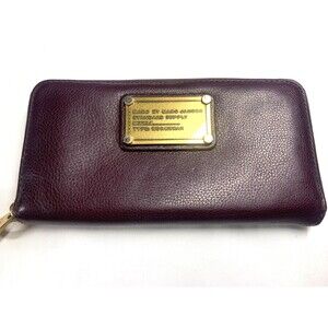 Marc by Marc Jacobs Burgundy Wine Cow Leather Zip Around Continental Wallet